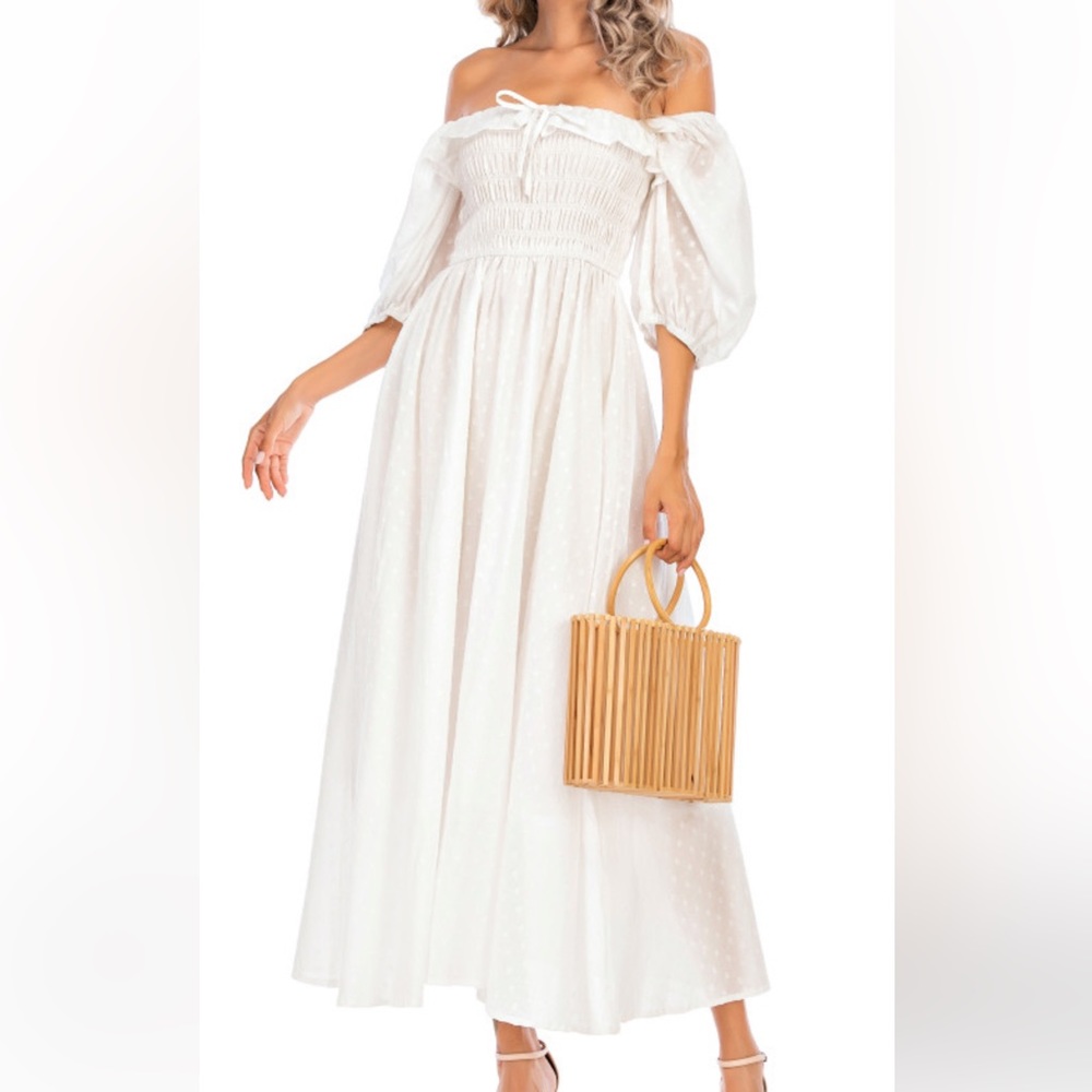 R.Vivimos NWT Summer Half Sleeve Cotton Ruffled Vintage A Line Flowy Long Dress